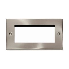 Click Deco VPSC312 2 Gang New Media Unfurnished Plate - 4 Apertures Satin Chrome