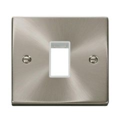 Click Deco VPSC401WH 1 Gang MiniGrid Unfurnished Plate - 1 Aperture Satin Chrome