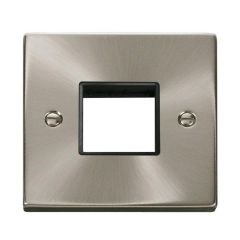 Click Deco VPSC402BK 1 Gang MiniGrid Unfurnished Plate - 2 Apertures Satin Chrome