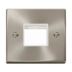Click Deco VPSC402WH 1 Gang MiniGrid Unfurnished Plate - 2 Apertures Satin Chrome