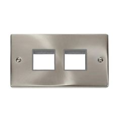 Click Deco VPSC404GY 2 Gang MiniGrid Unfurnished Plate - 2 x 2 Apertures Satin Chrome
