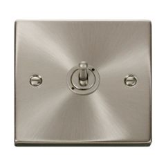 Click Deco VPSC421 10AX 1 Gang 2 Way Toggle Plate Switch Satin Chrome