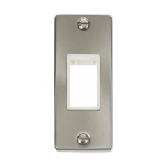 Click Deco VPSC471WH 1 Gang MiniGrid Unfurnished Architrave Plate - 1 Aperture Satin Chrome