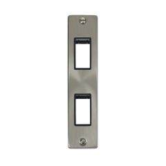 Click Deco VPSC472BK 2 Gang MiniGrid Unfurnished Architrave Plate - 2 Apertures Satin Chrome