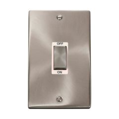 Click Deco VPSC502WH 45A 2 Gang (Vertical) DP Plate Switch Satin Chrome