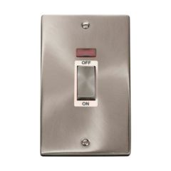 Click Deco VPSC503WH 45A 2 Gang (Vertical) DP Plate Switch With Neon Satin Chrome