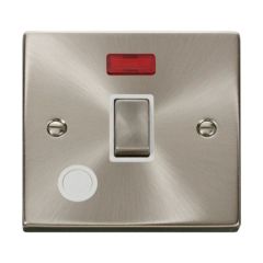 Click Deco VPSC523WH 20A DP Plate Switch With Optional Flex Outlet With Neon Satin Chrome