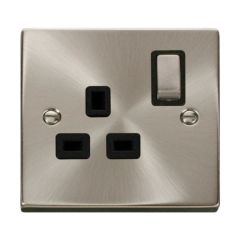 Click Deco VPSC535BK 13A 1 Gang DP Switched Socket Outlet Satin Chrome