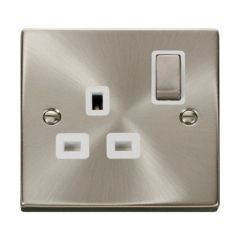 Click Deco VPSC535WH 13A 1 Gang DP Switched Socket Outlet Satin Chrome