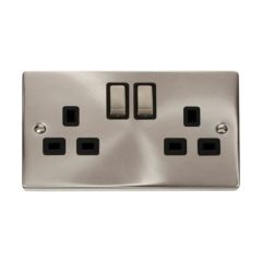 Click Deco VPSC536BK 13A 2 Gang DP Switched Socket Outlet Satin Chrome