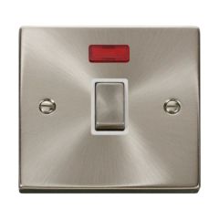Click Deco VPSC723WH 20A DP Plate Switch With Neon Satin Chrome