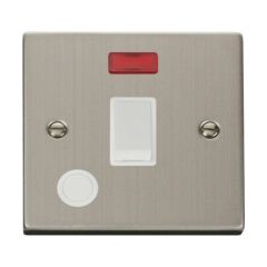 Click Deco VPSS023WH 20A DP Plate Switch With Neon & Optional Flex Outlet Stainless Steel