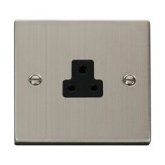 Click Deco VPSS039BK 2A Round Pin Socket Outlet Stainless Steel