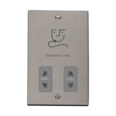 Click Deco VPSS100GY 115V/230V Dual Voltage Shaver Socket Outlet Stainless Steel
