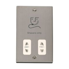 Click Deco VPSS100WH 115V/230V Dual Voltage Shaver Socket Outlet Stainless Steel