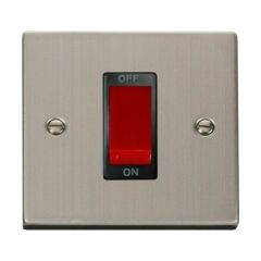 Click Deco VPSS200BK 45A 1 Gang DP Plate Switch Stainless Steel