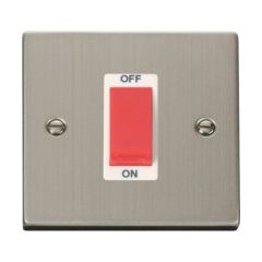 Click Deco VPSS200WH 45A 1 Gang DP Plate Switch Stainless Steel