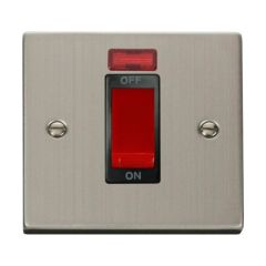 Click Deco VPSS201BK 45A 1 Gang DP Plate Switch With Neon Stainless Steel