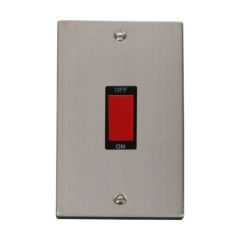 Click Deco VPSS202BK 45A 2 Gang (Vertical) DP Plate Switch Stainless Steel