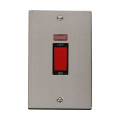 Click Deco VPSS203BK 45A 2 Gang (Vertical) DP Plate Switch With Neon Stainless Steel