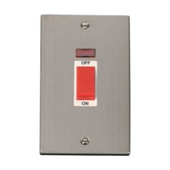 Click Deco VPSS203WH 45A 2 Gang (Vertical) DP Plate Switch With Neon Stainless Steel