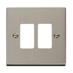 Click Deco VPSS20402 2 Gang GridPro Frontplate Stainless Steel