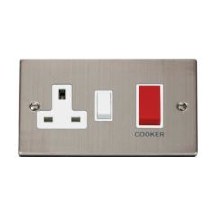 Click Deco VPSS204WH 45A 2 Gang DP Switch With 13A DP Switched Socket Outlet Stainless Steel
