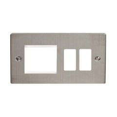 Click Deco VPSS31102 2 Gang GridPro With Twin New Media Aperture Combination Plate Stainless Steel