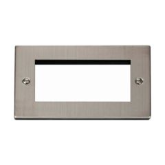 Click Deco VPSS312 2 Gang New Media Unfurnished Plate - 4 Apertures Stainless Steel