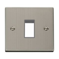 Click Deco VPSS401GY 1 Gang MiniGrid Unfurnished Plate - 1 Aperture Stainless Steel