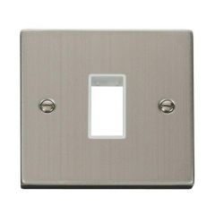 Click Deco VPSS401WH 1 Gang MiniGrid Unfurnished Plate - 1 Aperture Stainless Steel