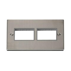 Click Deco VPSS406GY 2 Gang MiniGrid Unfurnished Plate - 2 x 3 Apertures Stainless Steel