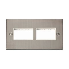 Click Deco VPSS406WH 2 Gang MiniGrid Unfurnished Plate - 2 x 3 Apertures Stainless Steel