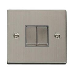 Click Deco VPSS412GY 10AX 2 Gang 2 Way Plate Switch Stainless Steel