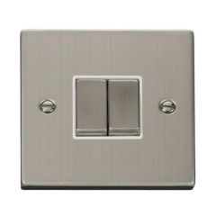 Click Deco VPSS412WH 10AX 2 Gang 2 Way Plate Switch Stainless Steel