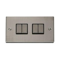Click Deco VPSS414BK 10AX 4 Gang 2 Way Plate Switch Stainless Steel