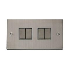 Click Deco VPSS414GY 10AX 4 Gang 2 Way Plate Switch Stainless Steel