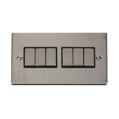 Click Deco VPSS416BK 10AX 6 Gang 2 Way Plate Switch Stainless Steel