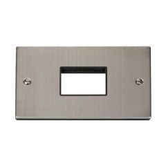 Click Deco VPSS432BK 2 Gang MiniGrid Unfurnished Plate - 3 Apertures Stainless Steel