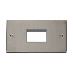 Click Deco VPSS432GY 2 Gang MiniGrid Unfurnished Plate - 3 Apertures Stainless Steel