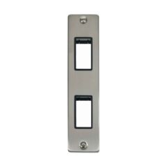 Click Deco VPSS472BK 2 Gang MiniGrid Unfurnished Architrave Plate - 2 Apertures Stainless Steel