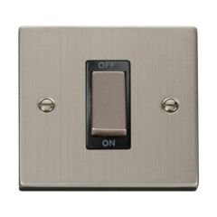 Click Deco VPSS500BK 45A 1 Gang DP Plate Switch Stainless Steel