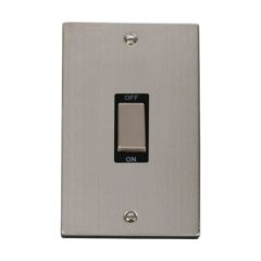 Click Deco VPSS502BK 45A 2 Gang (Vertical) DP Plate Switch Stainless Steel