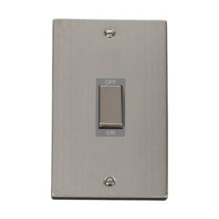 Click Deco VPSS502GY 50A 2 Gang (Vertica) DP Plate Switch Stainless Steel