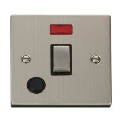 Click Deco VPSS523BK 20A DP Plate Switch With Optional Flex Outlet With Neon Stainless Steel