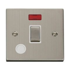 Click Deco VPSS523WH 20A DP Plate Switch With Optional Flex Outlet With Neon Stainless Steel