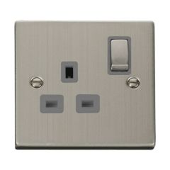 Click Deco VPSS535GY 13A 1 Gang DP Switched Socket Outlet Stainless Steel