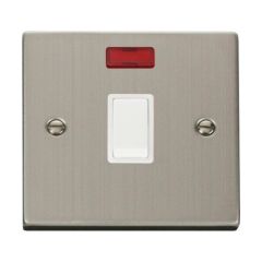 Click Deco VPSS623WH 20A DP Plate Switch With Neon Stainless Steel
