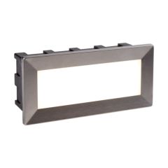 Searchlight 0762 Ankle Rectangular Recessed Outdoor Wall Light In Stainless Steel Length: 205mm