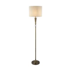 Searchlight 1012AB Oscar 1Lt Floor Lamp, Antique Brass, Linen Shade